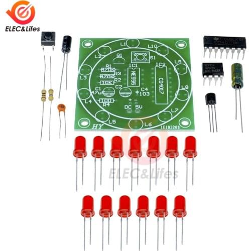 3-5V Lucky Rotary Electronic Suite CD4017 NE555 Self PCB Board DIY Kit LED Light Production Parts Components