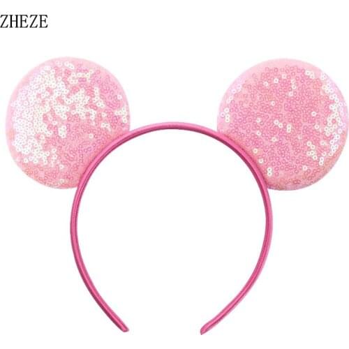 Hot Sale 2021 New Arrival Mouse Ears Sequins Hair Bow Headband One Size Women/Kids Hairband DIY Accessories Headwear