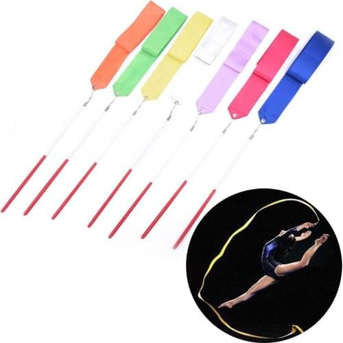 Colorful Professional Gym Ribbons Dance Ribbon Art Gymnastic Ballet Streamer Twirling Rod Stick For Gym Training
