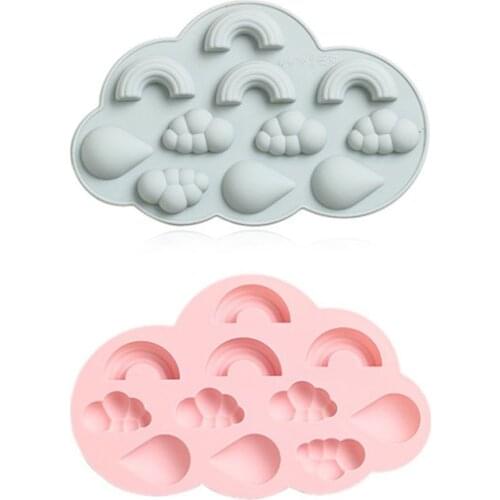 Rainbow Cloud Rain Drops Silicone Mold Cake Decorating Chocolate Fudge DIY Mold Childrens Complementary Food Baking Tools