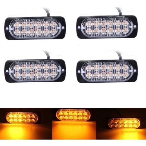 LED Emergency Strobe Warning Light Bar 12 leds Truck 24V 12V Flashing Super Bright Caution Amber Waterproof Auto Car SUV Van