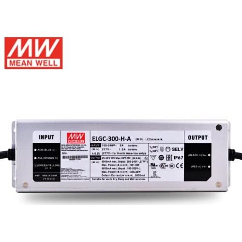 MEAN WELL ELGC-300-H-A 300W 5600mA LED Power Supply 29~58V DC waterproof IP67 Meanwell Constant Power Adjustable led driver