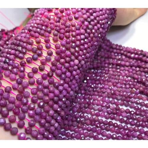 Loose beads red Ruby round faceted 4mm 14" for DIY jewelry making FPPJ wholesale beads nature gem stone
