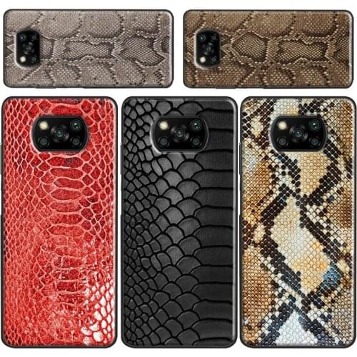 Snake Skin Texture Case For Xiaomi Redmi Note 7 8 9 Pro A 8T 9S 9C K30 Mi 10 Ultra Note 10 Lite POCO X3 F2
