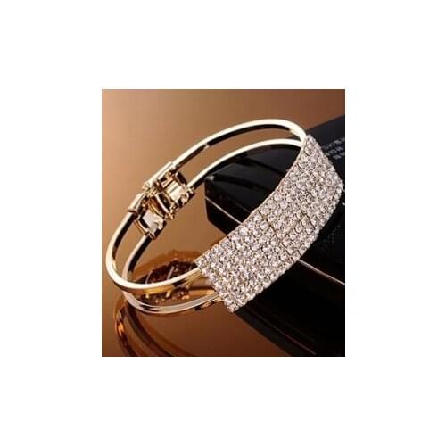 New Fashion Elegant Women Bangle Wristband Bracelet Crystal Cuff Bling Lady Gift Bracelets & Bangles