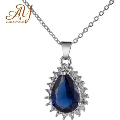 Anillos Yuzuk Fashion Real 925 Sterling Silver Water Drop Pendant Brand Crystal Zirconia Classic Necklace Wedding Jewelry