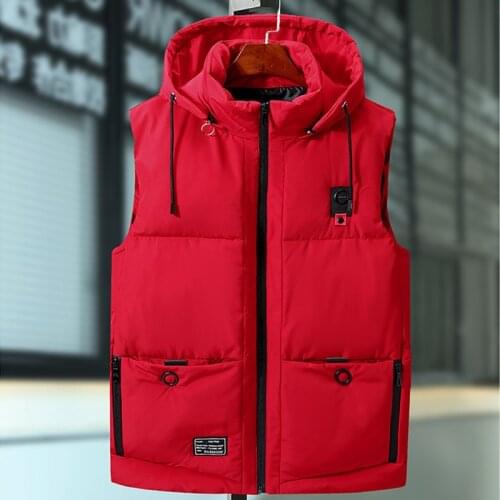 150KG Can Wear Women Man Unisex Plus Size Red Waistcoat Autumn Winter Thick Warm Sleeveless Hooded Jacket Vest Coats 7XL 8XL 9XL