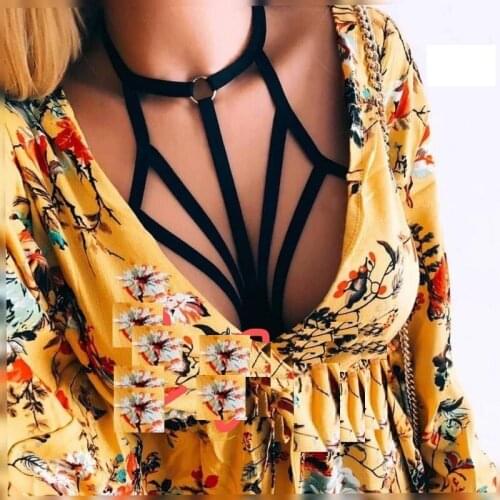 1Pcs Sexy Lingerie Elastic Black Cupless Bra Bandage Women Lingerie Alluring Bustier Cage Goth Crop Tops Belt Open Cup Bra