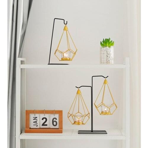 1PC Nordic Geometry Iron Candlestick Gold Chandelier Romantic Wedding Props Bedroom Decorations Furnishing Candle holder JL 239