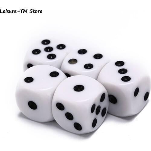 10mm/12mm/16mm Drinking Dice Acrylic White Hexahedron Dice Round Corner Club Party Table Playing Games RPG Dice Set