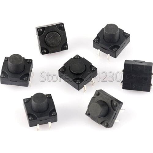 10Pcs 12x12mm Panel Waterproof Tact Switch 12x12x4.3/5/6/7-12mm Dustproof Switch 4Pin DIP Micro Buttons 12*12*4.3mm 5mm 6mm-12m