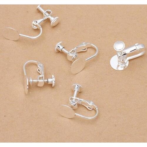 100pcs silver plated 8mm flat pad earring clips earring findings jewelry accessories