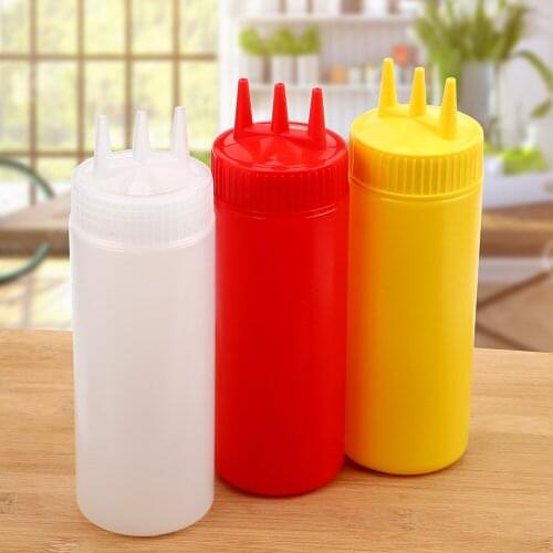 3 Hole Squeeze Bottle Gravy Boat Sauce Vinegar Oil Ketchup Gravy Cruet Condiment Dispenser Kitchen Accessories 3 Colors