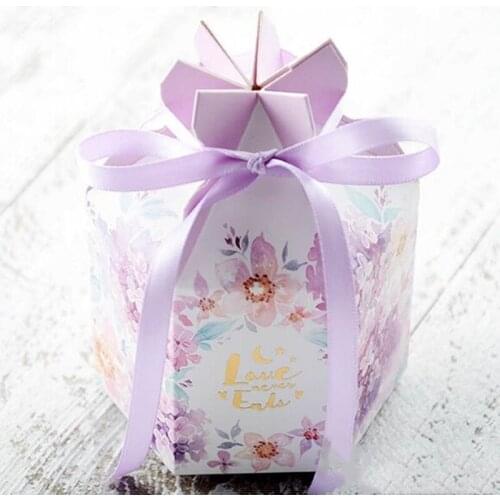 30pcs DIY European wedding candy box watercolor small fresh candy box purple wedding candy bag packaging paper box