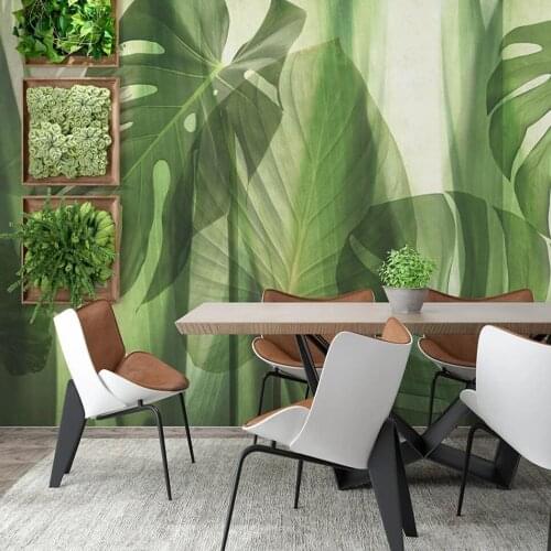 Milofi custom 3D wallpaper mural green plant palm banana leaf tropical rainforest living room bedroom background wall decoration