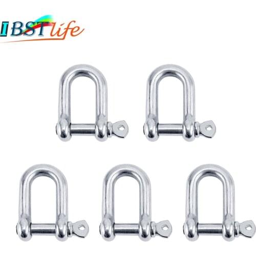 5X Stainless Steel 316 Staples Carabiner D Bow Shackle Clasp For Key Ring Keychain Hook Screw Joint Connector Buckle Boat Marine