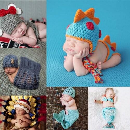 8 Styles Newborn Photography Props Crochet Knit Girls Boys Costume Baby Clothes Accessories