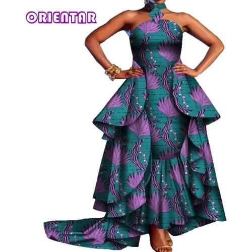 African Dresses for Women 2020 Party African Print Floor Length Dress Off Shoulder Dashiki Ladies African Dress Plus Size WY8263