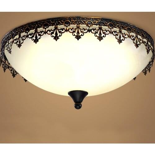 American Retro LED Ceiling Lamps Modern Glass Lampshade Flush Mount Light For Bedroom Living Room Kitchen Lighting Fixture CL216