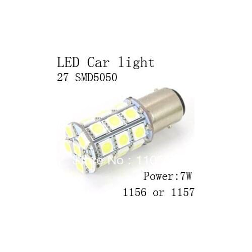 FREE SHIPPING 1156 1157 27 SMD 5050 CANBUS Free LED 7W Car Light Turn Signal Brake Light 12V LED Bulb/ COB Fog Light