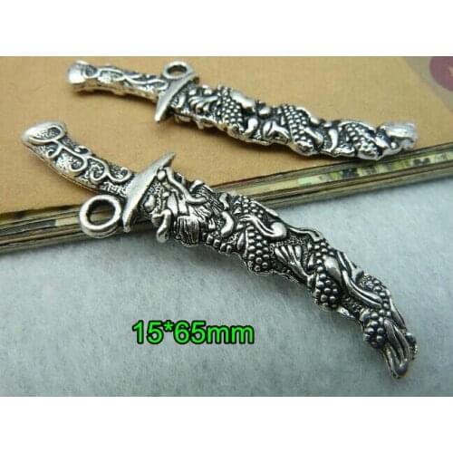 Free Shipping -15*65mm Weapon Model Frostmourne Sword Charms Antique Tone Double Sides 3D Dagger ,18 pcs -Free Shipping