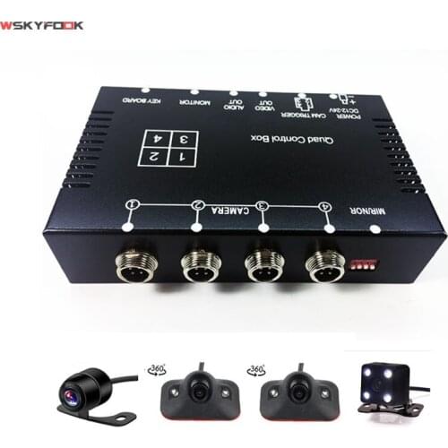 Color Realtime Car auto Video Quad Processor Video Split Control Box 4CH for Front/side/rear DVD control positive Mirror Switch