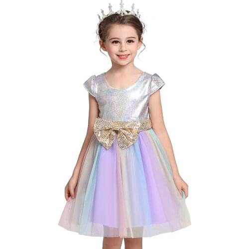 Colorful Net Yarn Dress Girl Princess Dresses Girls Birthday Party Evening Gown Childrens Dresses Vintage Dress Kids Clothes