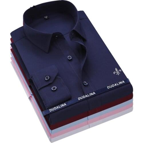 Dudalinas Camisa Male Shirts Long Sleeve Men Shirt Brand Clothing Casual Slim Fit Camisa Social Masculina Chemise Homme