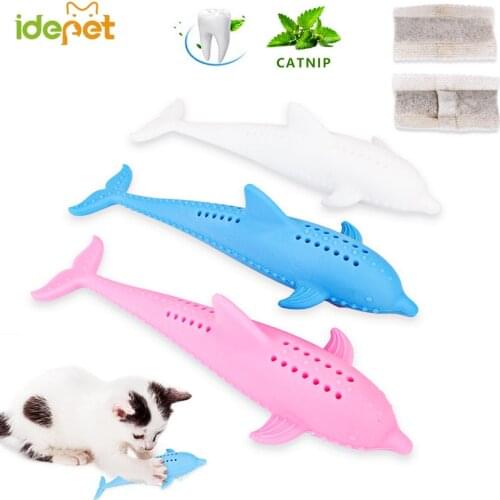 Toys Cat Fish Shape Toothbrush Pet Molar Stick Teeth Clean Toy Catnip Interactive Cat Dental Toy Soft Silicone Mint Chew Toys 35