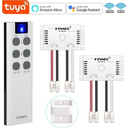 RF433Mhz and Wifi remote control smart switch, 6-key transmitter, Smart Life / Tuya APP, can be used with Alexa Google Home