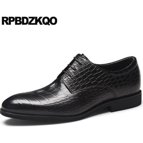 Italy Crocodile Party Designer Black Classic Dress Snakeskin Oxfords Alligator Italian Brown Business Casual Men Shoes Lace Up