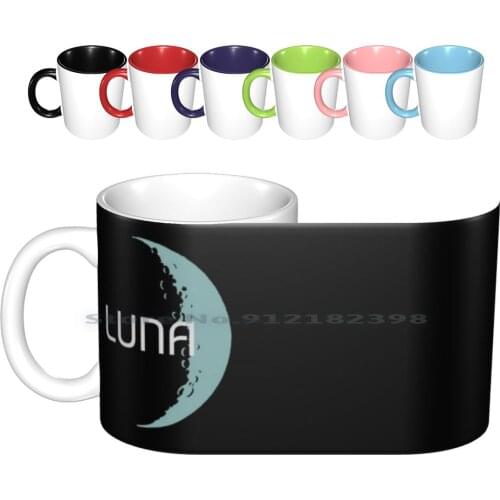 Luna Moon Ceramic Mugs Coffee Cups Milk Tea Mug Moon Moons Luna Stars Space Sky Nature Cool Night Pastel Astronomy Star Explore