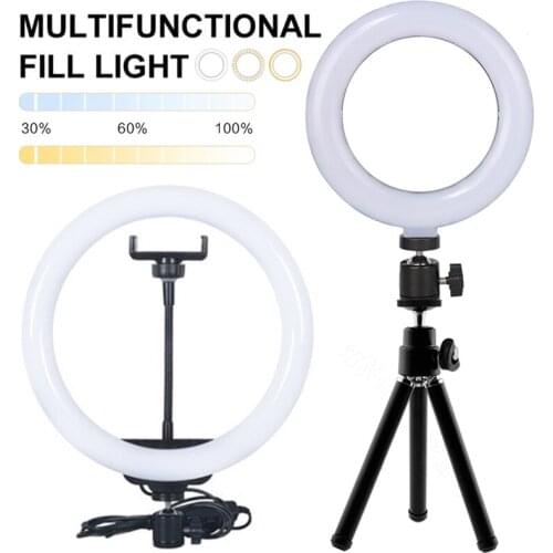6/10 inch LED Ring light Photography Lighting Phone Ringlight With Tripod Stand USB Round Fill Lamp For Youtube Video Live light