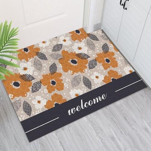 Flower Welcome Home Door Mat Living Room Mat PVC Non-slip Mat Kitchen Mat Entrance Door Mat Carpet Custom Can Be Cut Mat Carpet