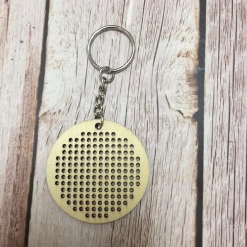 Set of 10 unfinished wooden cross stitch keychain diy cross stitch keychain pendant