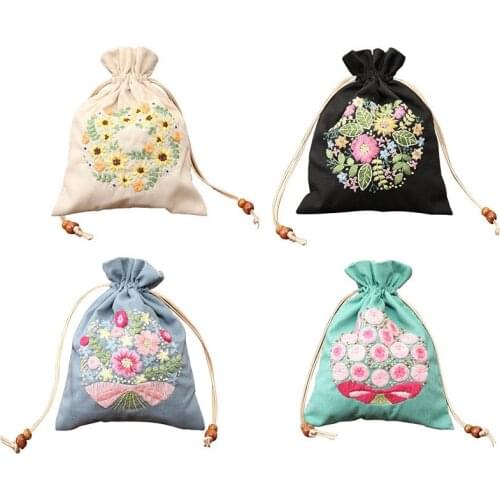 Embroidery Sets for Beginners, Hand Embroidery Mini Bag, Floral Patterns Designs, Contains All Materials and Tool Embroidery Kit