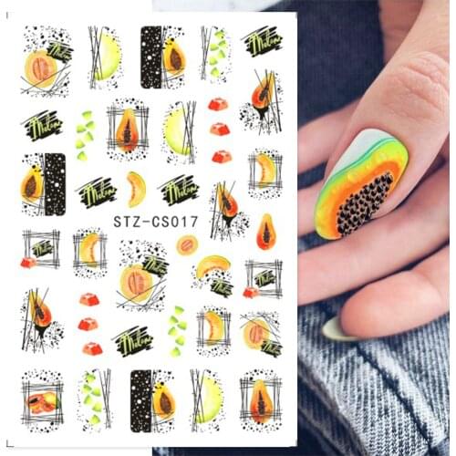 Fruits Summer Decals Sticker for Manicure DIY Avocado Pawpaw Summer Green Nail Inspiration Gel Polish Nail Slider GLSTZCS012-031