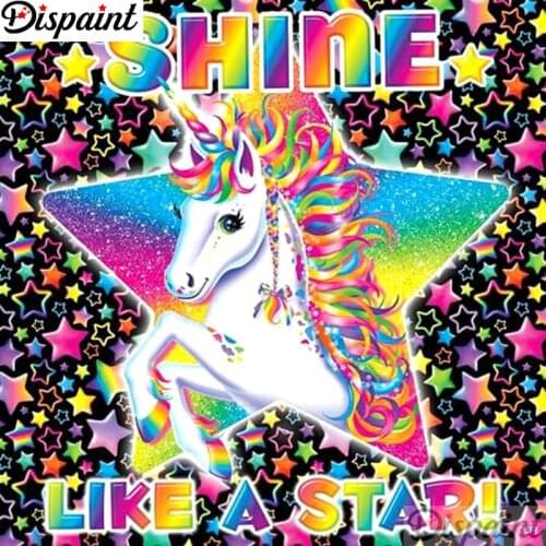 Dispaint Full Square/Round Drill 5D DIY Diamond Painting "Colored unicorn" 3D Embroidery Cross Stitch 5D Home Decor A12653