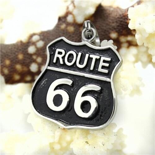 New Arrival Route 66 Pendant Biker 316L Stainless Steel Hot Selling USA Highway Pendant