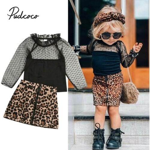 Toddler Girls Clothes 2020 Spring Autumn Kids Clothes Lace Shoulder Tops+Zipper Skirts Outfit Children Clothing Suit Girls Set