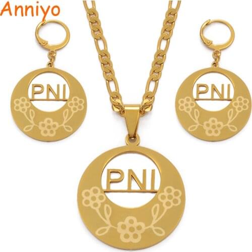 Anniyo PNI Necklaces Earrings Jewelry set Trendy Gold Color Jewellery Pohnpei Island Style Gifts #037121