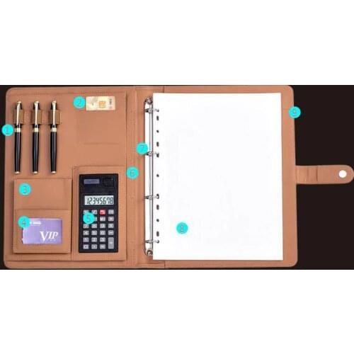 EXKSHEN PU Leather File Folder Document Filing Bag Organizer ring binder paper bag for office accessories supplies 1163