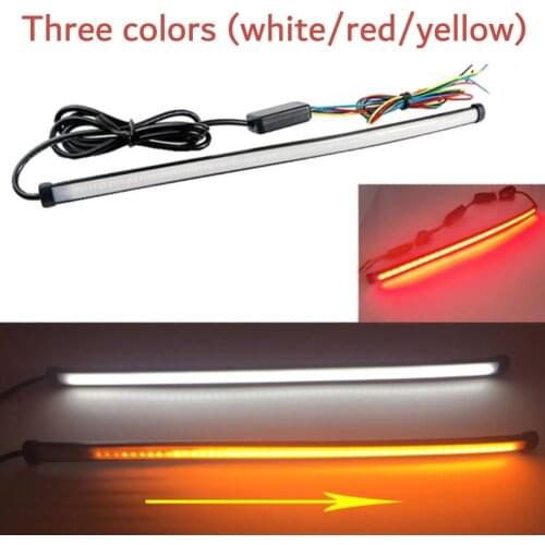 30cm Flowing Motorcycle Light 3 Color LED Light Strip Tail Brake Turn Signal Strip Lights Lamp Bar Taillight