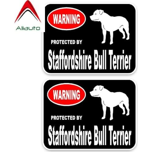Aliauto 2 X Warning Car Sticker Staffordshire Bull Terrier Dog Waterproof Sunscreen Decal PVC High Quality Animal,15cm*11cm