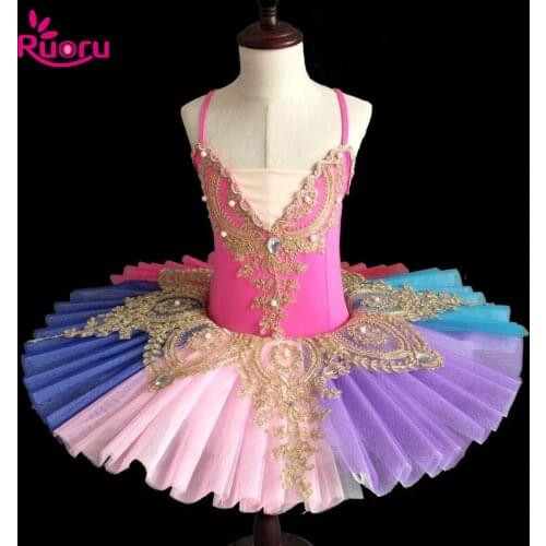 Ruoru Professional Ballet Pancake Tutu Adult Child Kids Ballet Dress Women Romantic Tutu Ballerina Party Lyrical Dance Costumes