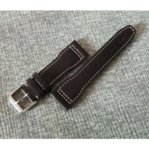 22mm High quality Cow Leather deep coffee color watch strap with 316L Stainless steel Pin buckle 005A