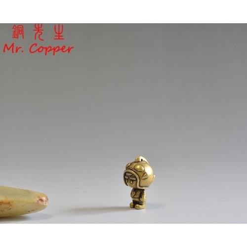 Retro Brass Cartoon Character Astronaut Figurines Miniatures Solid Toy Desk Ornament Home Decoration Accessories Crafts Keychain