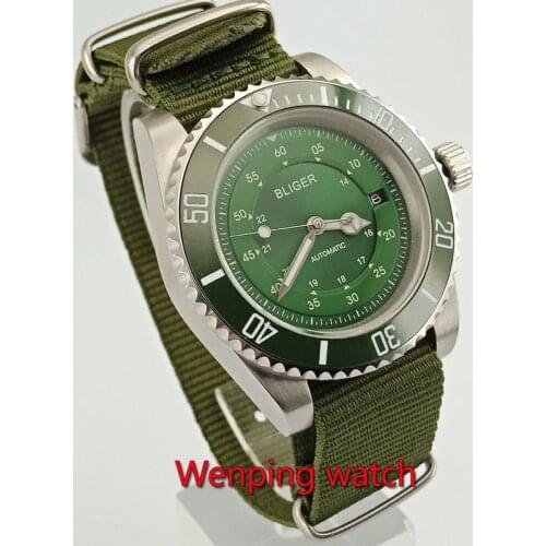 Luxury 40mm BLIGER mens watch date magnifier luminous saphire glass ceramic bezel Automatic movement watch men W2626