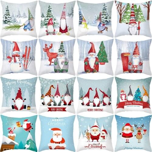 Santa Claus Christmas Pillowcase Cushion Cover Cartoon 45*45 Sofa Cushions Pillow Cases Home Decor Pillow Covers KD-0757