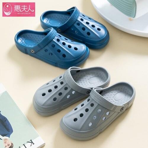 Baotou Slippers Mens Household Indoor Hole Beach Mens Slippers Man Shoes House Slippers Men Shoes Woman Home Slippers